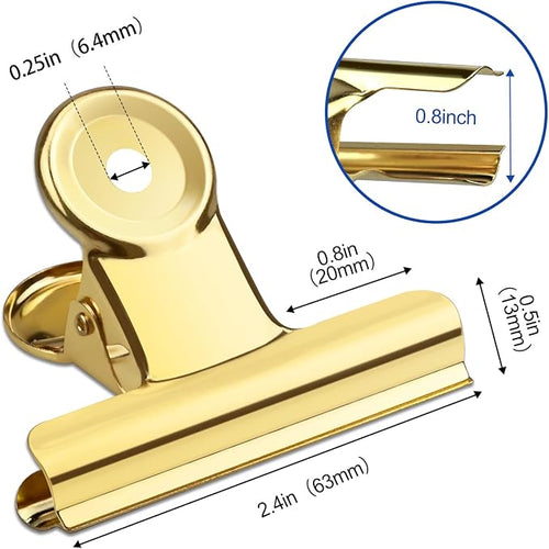 10 Pack Large Metal Hinge Clips 2.5 Inches Bull Hinge Paper Clips Gold Bulldog - Image 2