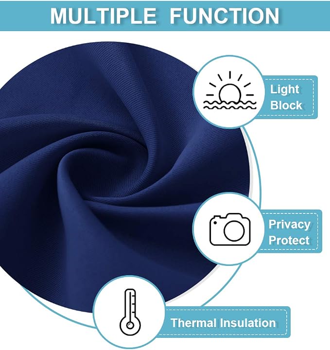 RYB HOME Blackout Curtains Small Window Decor Energy Efficiency Drapes - Image 6