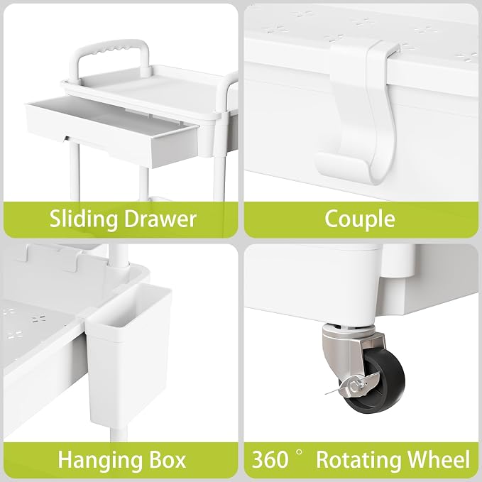 4 Tier Rolling Cart Organizer, Art Craft Diaper Bedside Snack Laundry Room - Image 4