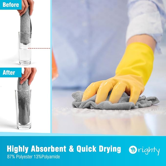 Orighty Grey Microfiber Cleaning Cloth, 100 Pack Highly Absorbent Cleaning - Image 3