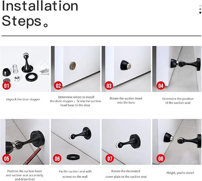 Door Stopper 1 Pack Magnetic Door Stops, Zinc Alloy Antique Brass Door Catch - Image 6