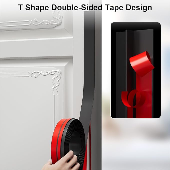 T-Shaped Door Draft Stopper, 1.37 in x 10 Ft Silicone Seal Strip - Image 4