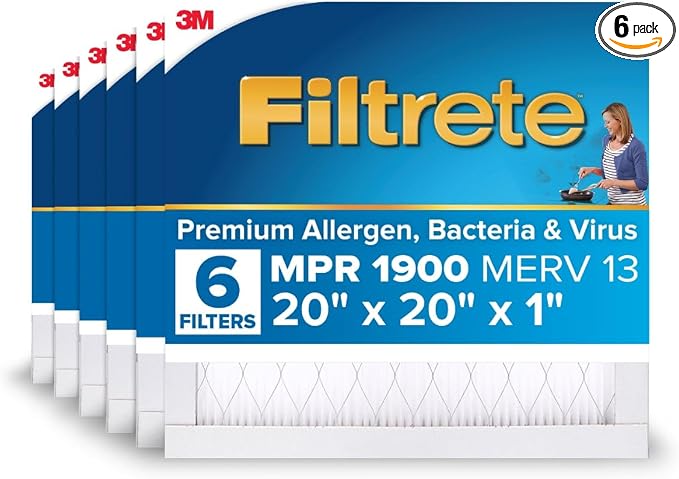 Filtrete 20x20x1 AC Furnace Air Filter, MERV 13, MPR 1900, Premium Allergen by Filtrete