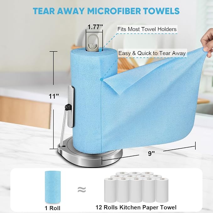 AIDEA Microfiber Cleaning Cloth 165 Sheets 3 Roll, Microfiber Towels - Image 2