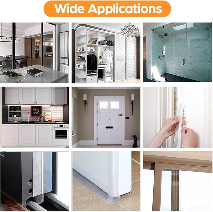 Door Weather Stripping Door Seal Strip Tape, Silicone Door Draft Stopper - Image 6