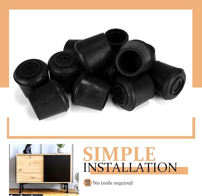 1/2" Round Rubber Chair Leg Tips Caps, 8 Pack Extra Small Chair Leg Floor - Image 6