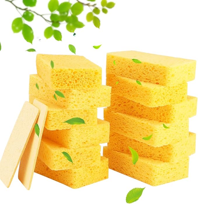 METUUTER 12-Count Cleaning Scrub Sponge- Compressed Cellulose Sponges by METUUTER