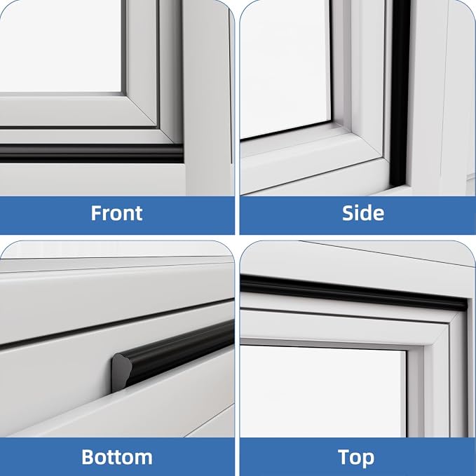 Wedge-Shape Window Weather Stripping Door Frame Seal Strip 3Pcs×196" Black - Image 8