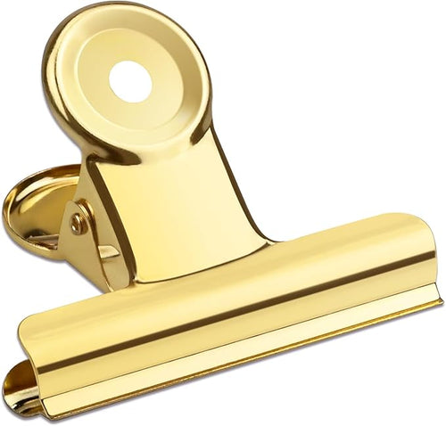 10 Pack Large Metal Hinge Clips 2.5 Inches Bull Hinge Paper Clips Gold Bulldog by Orcielo