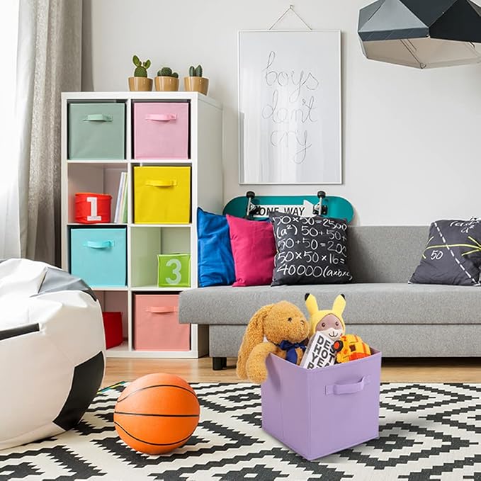 Stero 13x13x13 Inch Fabric Storage Bins 6 Pack Fun Colored Durable Storage Cubes - Image 5