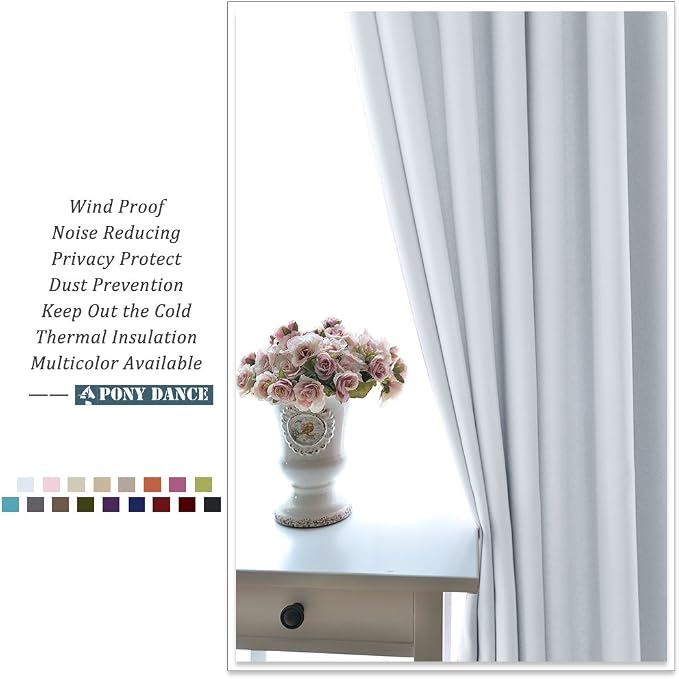 PONY DANCE Greyish White Small Window Curtain Panels Room Darkening Curtain - Image 4