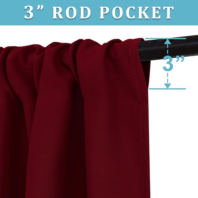 RYB HOME Curtains for Bedroom 72 inches Long, W 34 x L 72, Burgundy Red - Image 4