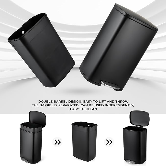 8 Gal Kitchen Trash Can, 30L Recycling or Garbage Bin, Brushed Stainless Steel - Image 5