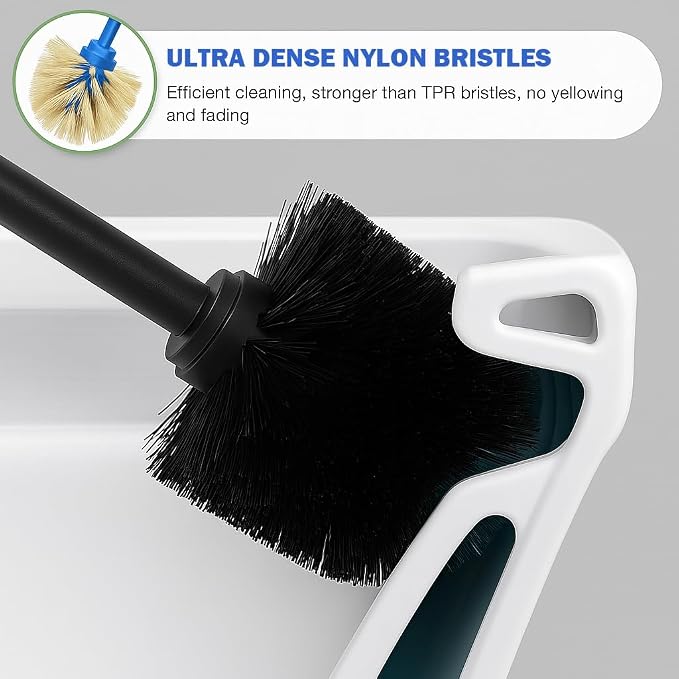 Black Toilet Brush and Holder Set, 304 Stainless Steel Heavy Duty Toilet Bowl - Image 8