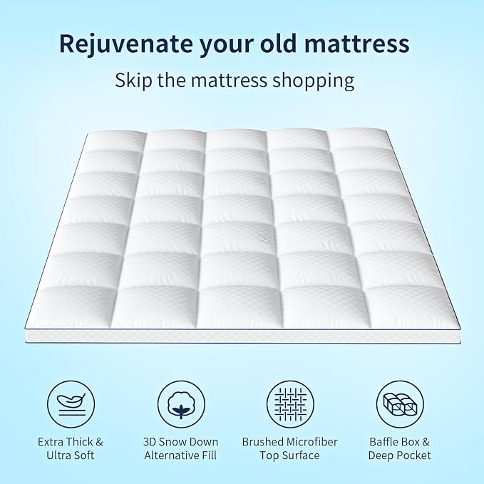 Mattress Topper Full Mattress Pad Cover Mattress Protector - Image 3