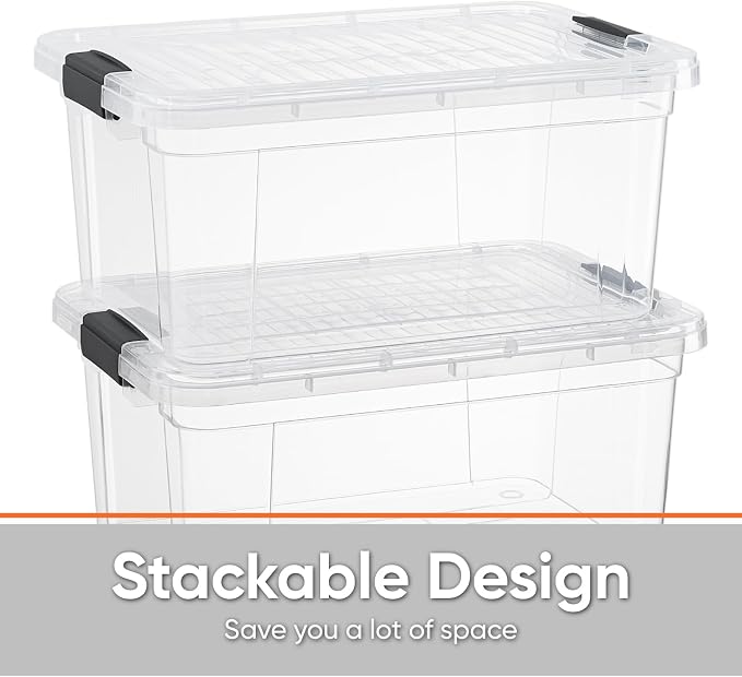 Superio Storage Bins with Lids- 2 Pack, 6.6 Qt Clear Boxes - Image 3