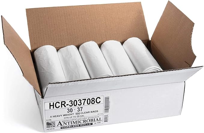 Aluf Plastics HCR-303708C High Density Star Sealed Coreless Roll Bags, 30 gal - Image 2