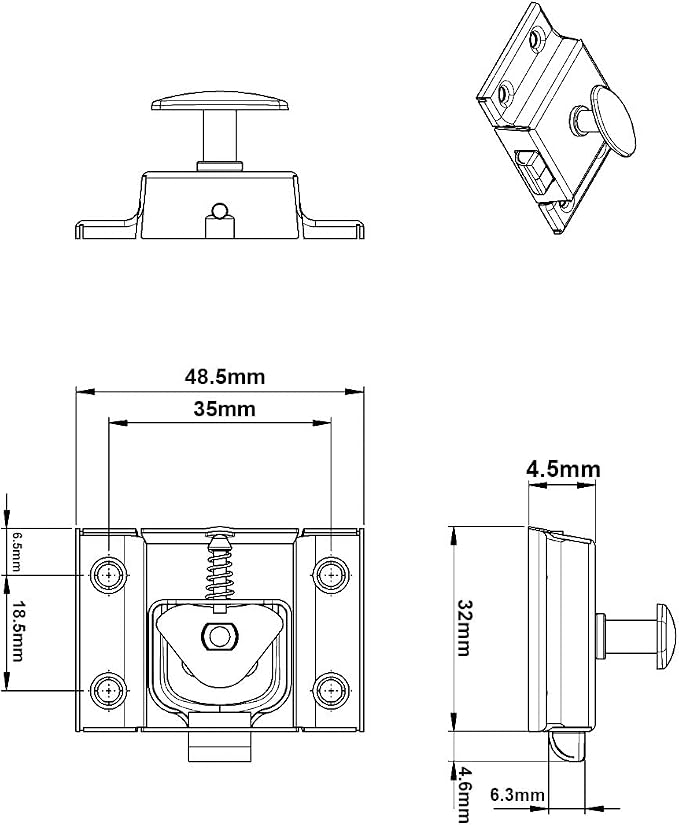 QCAA Oval Turn Cabinet Latch, for Cupboard & Other Furniture, Antique Copper - Image 3