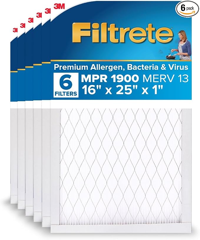 Filtrete 16x25x1 AC Furnace Air Filter, MERV 13, MPR 1900, Premium Allergen by Filtrete
