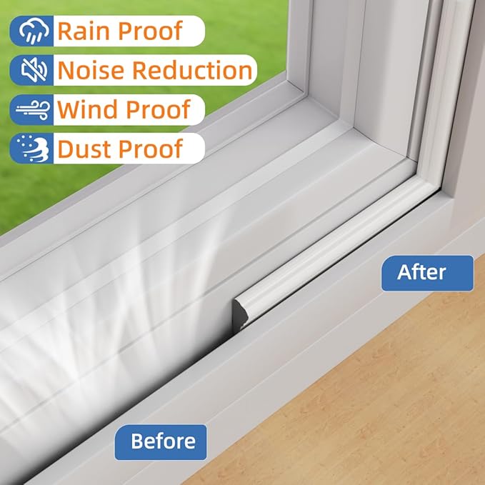 Wedge-Shape Window Weather Stripping Door Frame Seal Strip 3Pcs×196" White - Image 6