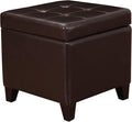 Adeco Bonded Leather Square Tufted Footstool by Adeco