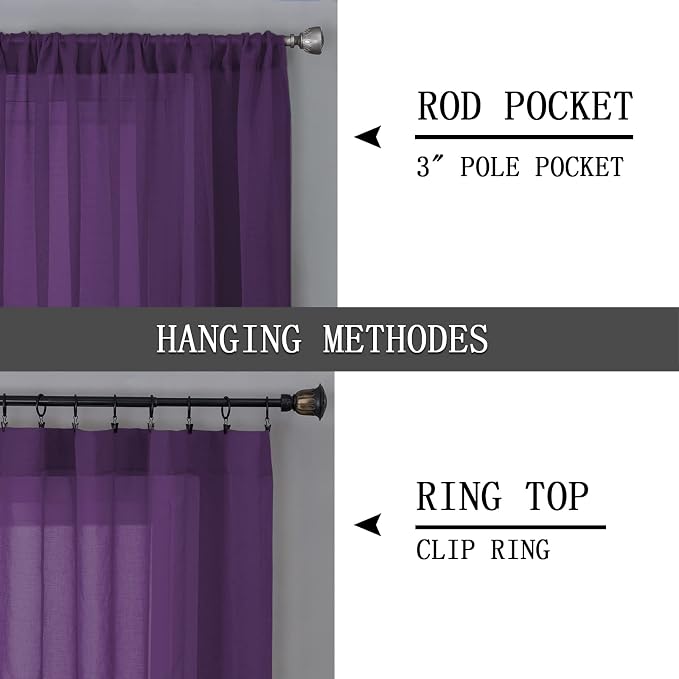Tollpiz Short Sheer Curtains Linen Textured Living Room Curtain Sheers Light - Image 5