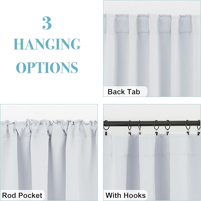 RYB HOME Room Darkening Kitchen Curtains 2 Panels Set, Thermal Insulated Small - Image 6
