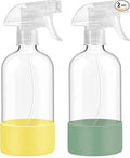 Glass Spray Bottles with Silicone Sleeve Protection, 16 oz Empty Refillable by FANSTINOW