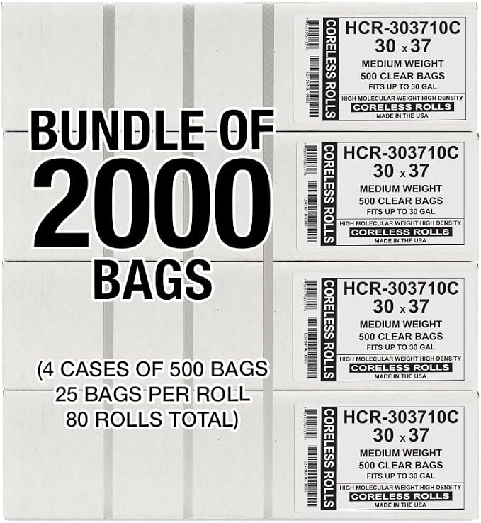 Aluf Plastics High Density Trash Bags, 30 Gallon, 10 Micron, - Image 2