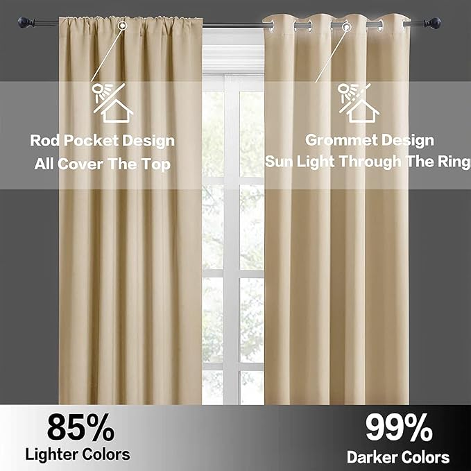 RYB HOME Thermal Insulated Curtains Blackout Small Window Drapes Light Block - Image 5