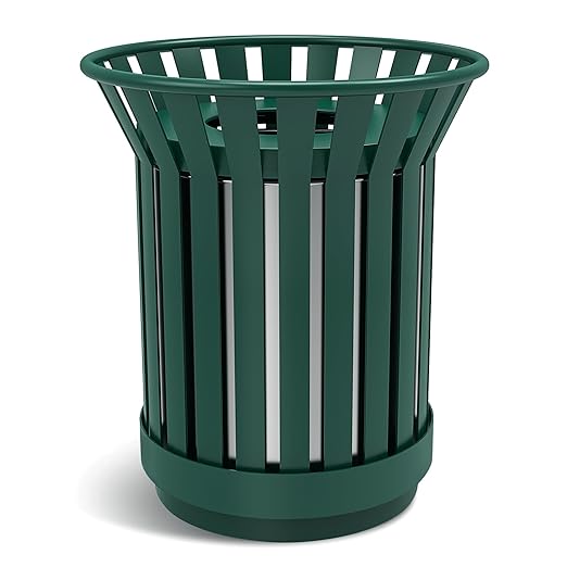 16 Gallon Round Large Outdoor Trash Can, Heavy Duty Metal Slatted Garbage Can - Image 7