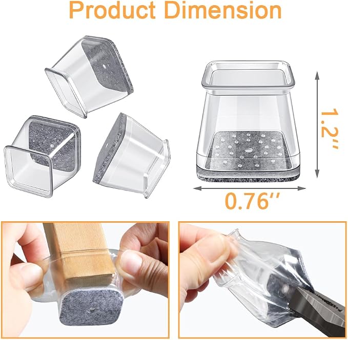 32 Pcs Square Chair Leg Protectors - Image 4