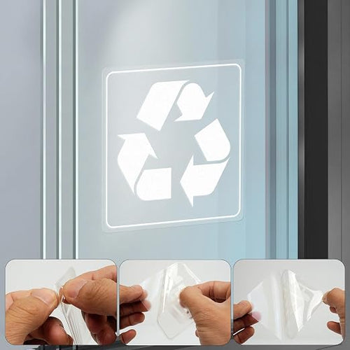 10 Pack Recycle and Trash Clear Stickers 3×3 Inches Vinyl Transparent - Image 2