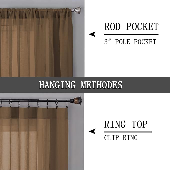 Tollpiz Sheer Curtains Linen Textured Living Room Curtain Sheers Light - Image 5