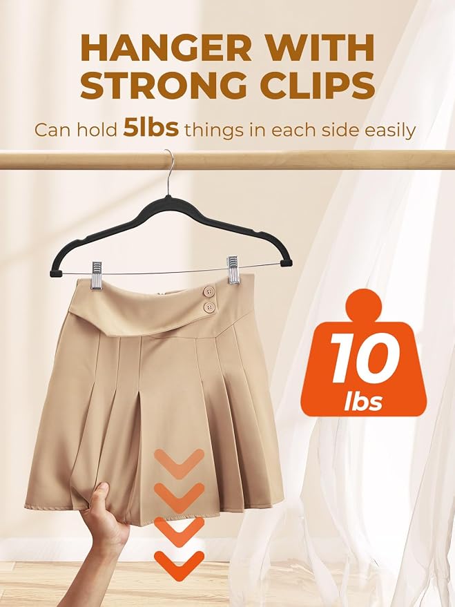 HOUSE DAY Velvet Skirt Hangers 12 Pack, Space Saving Slim Shorts Hanger - Image 3