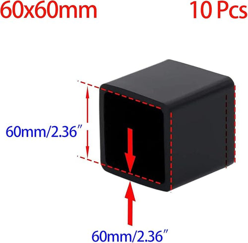 10 Pcs Black Square Anti-Slip Rubber Leg Tips Chair Leg Caps Furniture Floor - Image 2