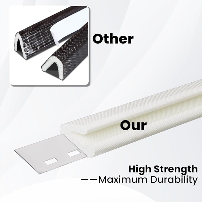 V Shape Foam Weather Stripping Door Frame Seal Strip 19.7FT White, Draft Stopper - Image 4
