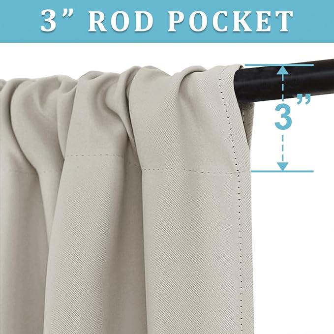 RYB HOME Curtains for Bedroom 63 inches Long, W 62 x L 63, 2 Panels - Image 4