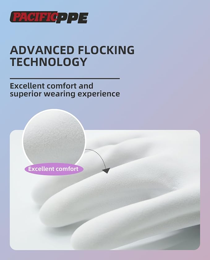 PACIFIC PPE 4 Pairs Reusable Dishwashing Cleaning Gloves, Cotton Liner - Image 3