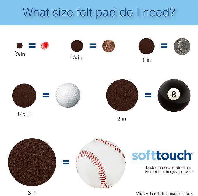 SoftTouch 1 1/2" Round Heavy Duty Felt Furniture Pads - Image 8