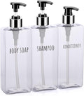Segbeauty 3pcs Clear Soap Dispenser, 16.9oz Refillable Shampoo Conditioner by Segbeauty