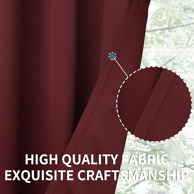 BGment Short Burgundy Blackout Curtains 40 Inches Length - Image 5