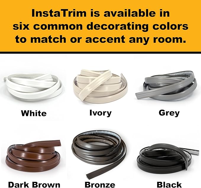 InstaTrim The Original Flexible Trim - 50ft Grey 3/4" Wide Caulk Tape - - Image 6