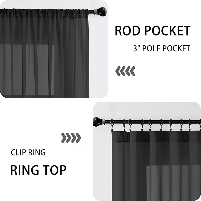 Tollpiz Short Sheer Curtains Closet Linen Textured Curtains Sheer Doorway Light - Image 5