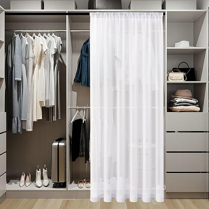 Tollpiz Small Sheer Door Curtain Closet Linen Textured Curtain Sheers Doorway - Image 3