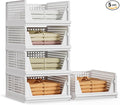 Proarea 5 Pack Stackable Plastic Storage Basket Closet Organizer Bin Foldable by Proarea