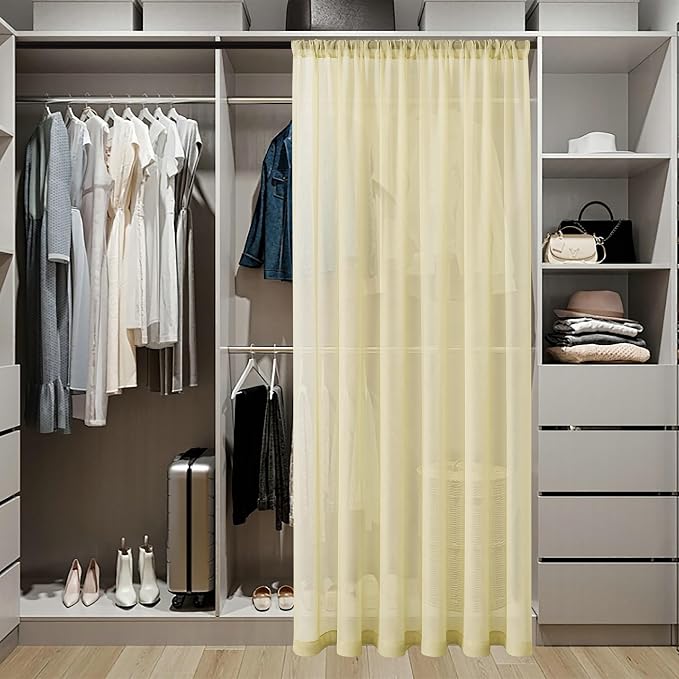 Tollpiz Sheer Door Curtain Closet Linen Textured Curtains Sheer Doorway Light - Image 3
