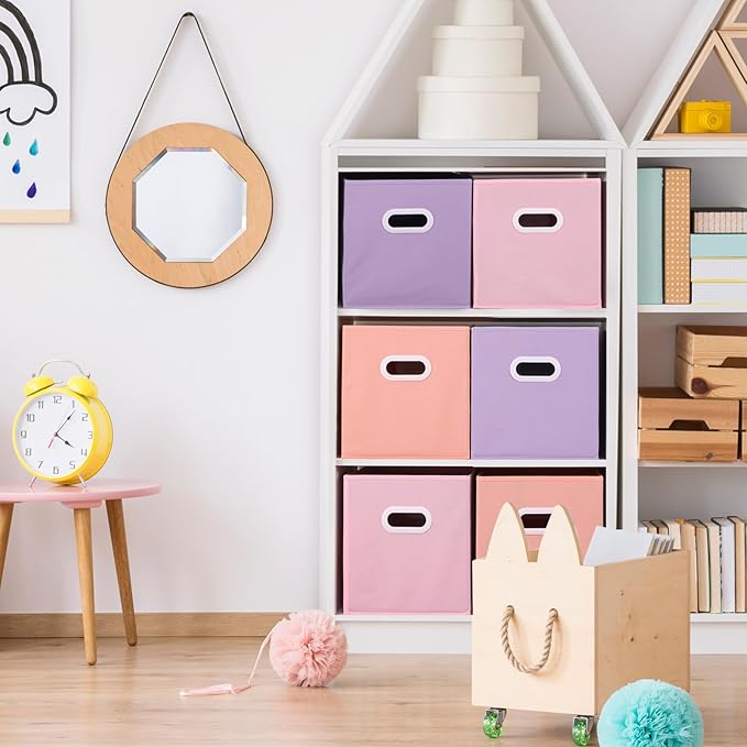 Stero Fabric Storage Cubes Bins, 13 inch Fun Colored Foldable Storage Baskets - Image 4