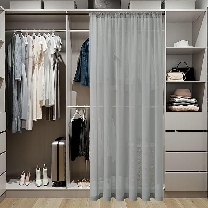 Tollpiz Small Sheer Door Curtain Closet Linen Textured Curtain Sheers Doorway - Image 3
