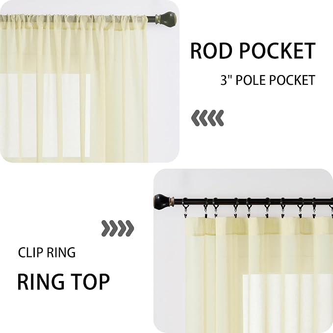 Tollpiz Sheer Door Curtain Closet Linen Textured Curtains Sheer Doorway Light - Image 5